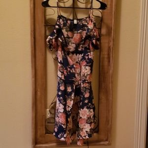 Floral cold shoulder wrap dress